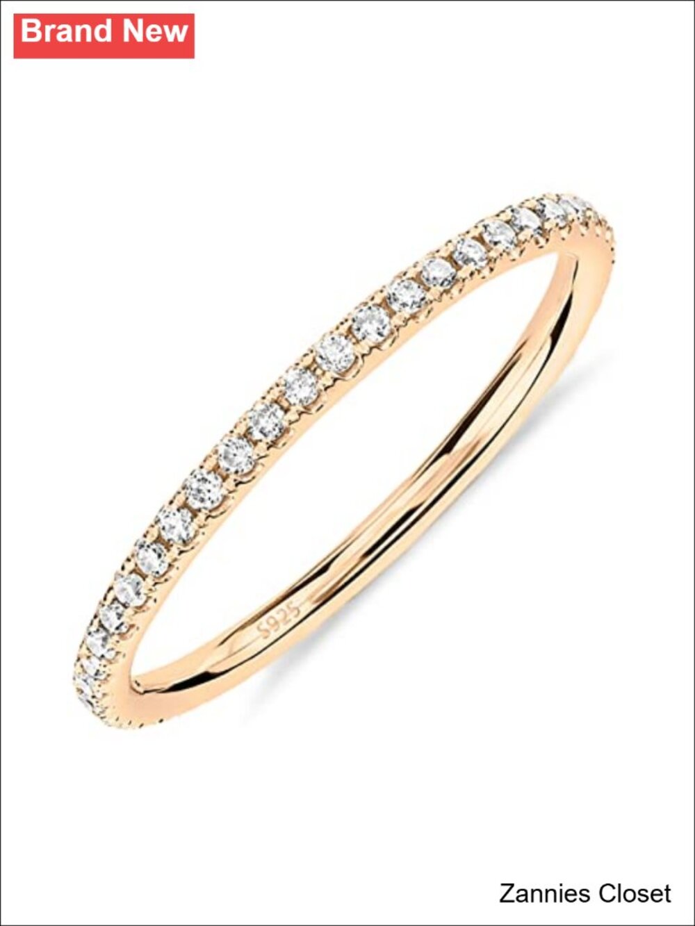 💍 PAVOI 14K Yellow Gold Plated Sterling Silver CZ Eternity Ring Stackable Band
